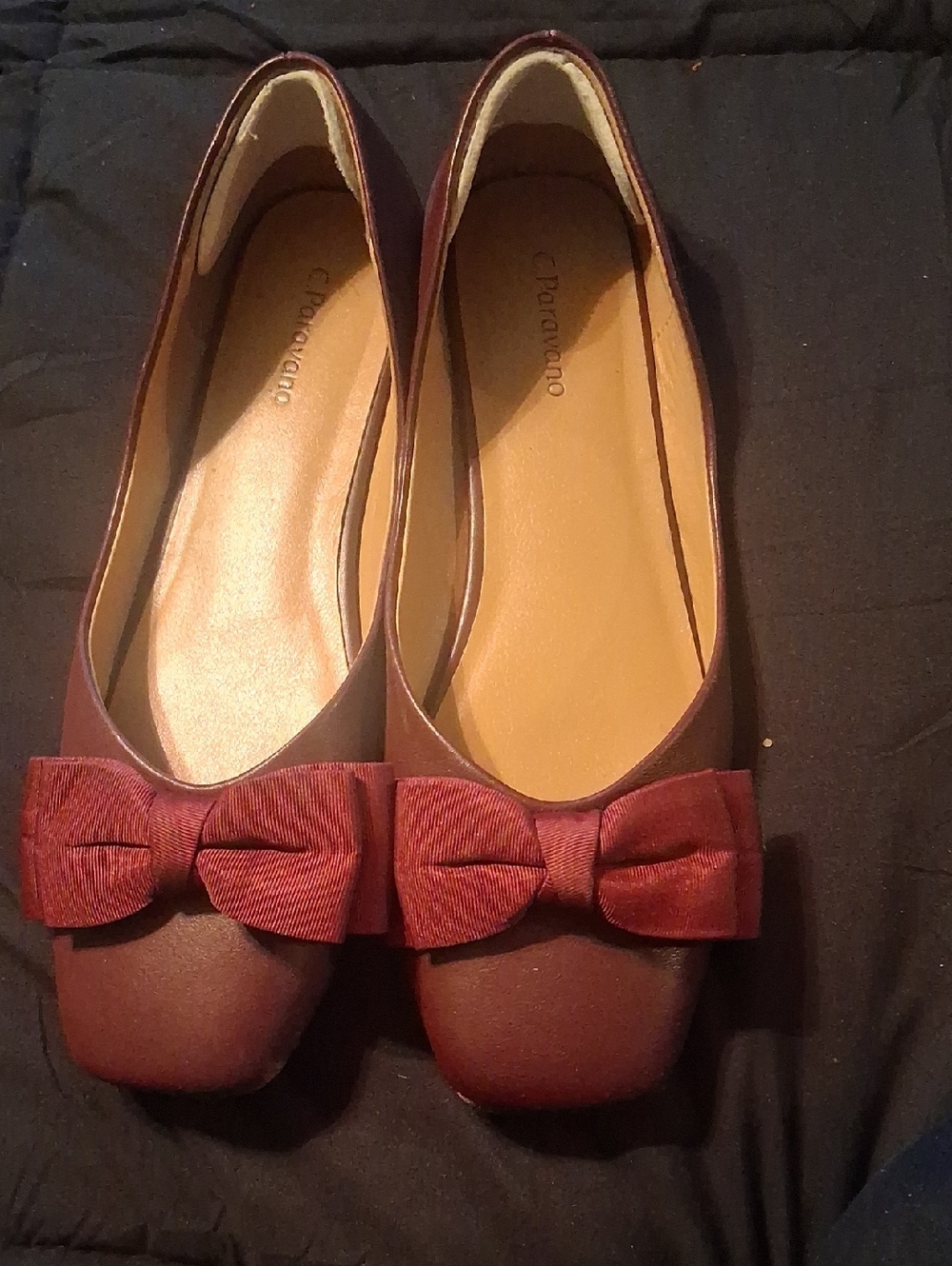 Women’s Burgundy Bow-Accent Ballet Flats